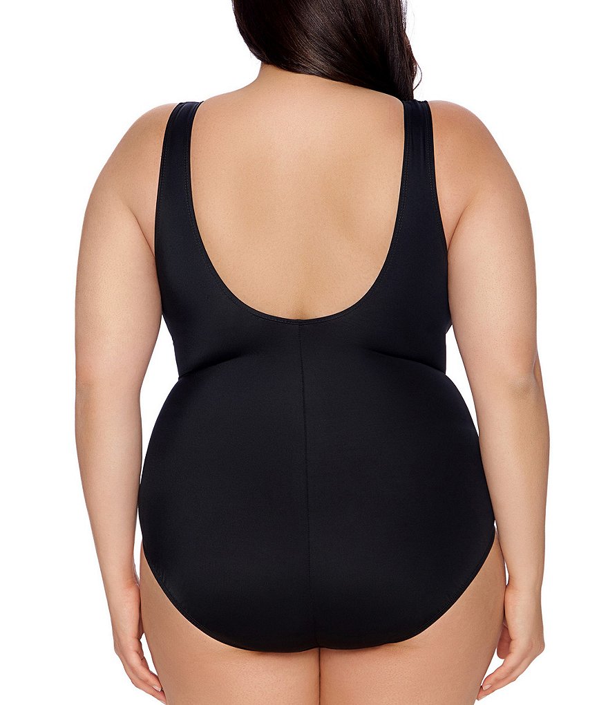 Inches Away Plus Size Canton Surplice Tummy Control One Piece Swimsuit