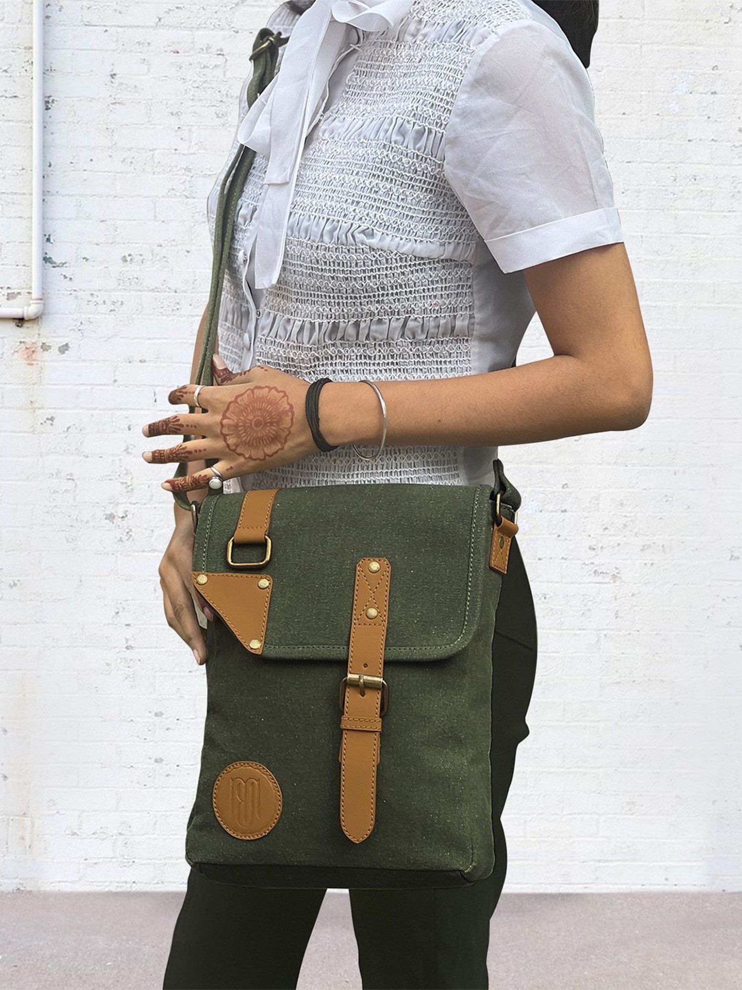 Mona B Olive Green Small Cross Body Bag