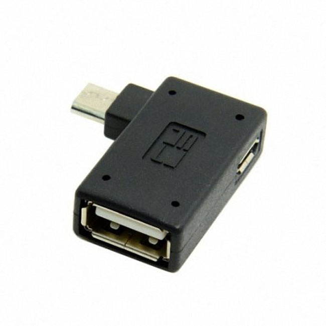 Jimier 90 Degree Right Angled Micro USB 2.0 OTG Host Adapter with USB U2-241-RI