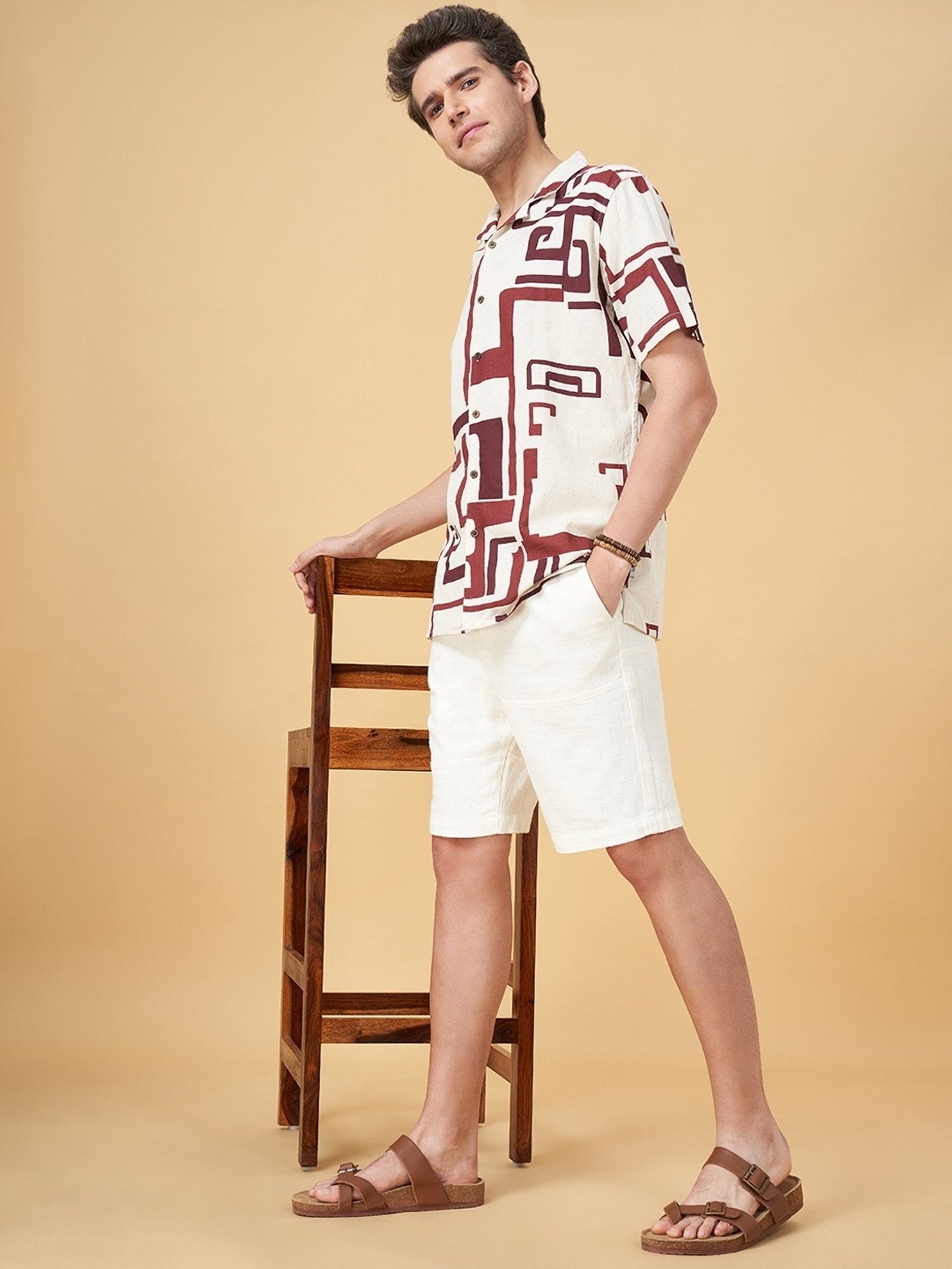 7 Alt by Pantaloons White Cotton Comfort Fit Shorts