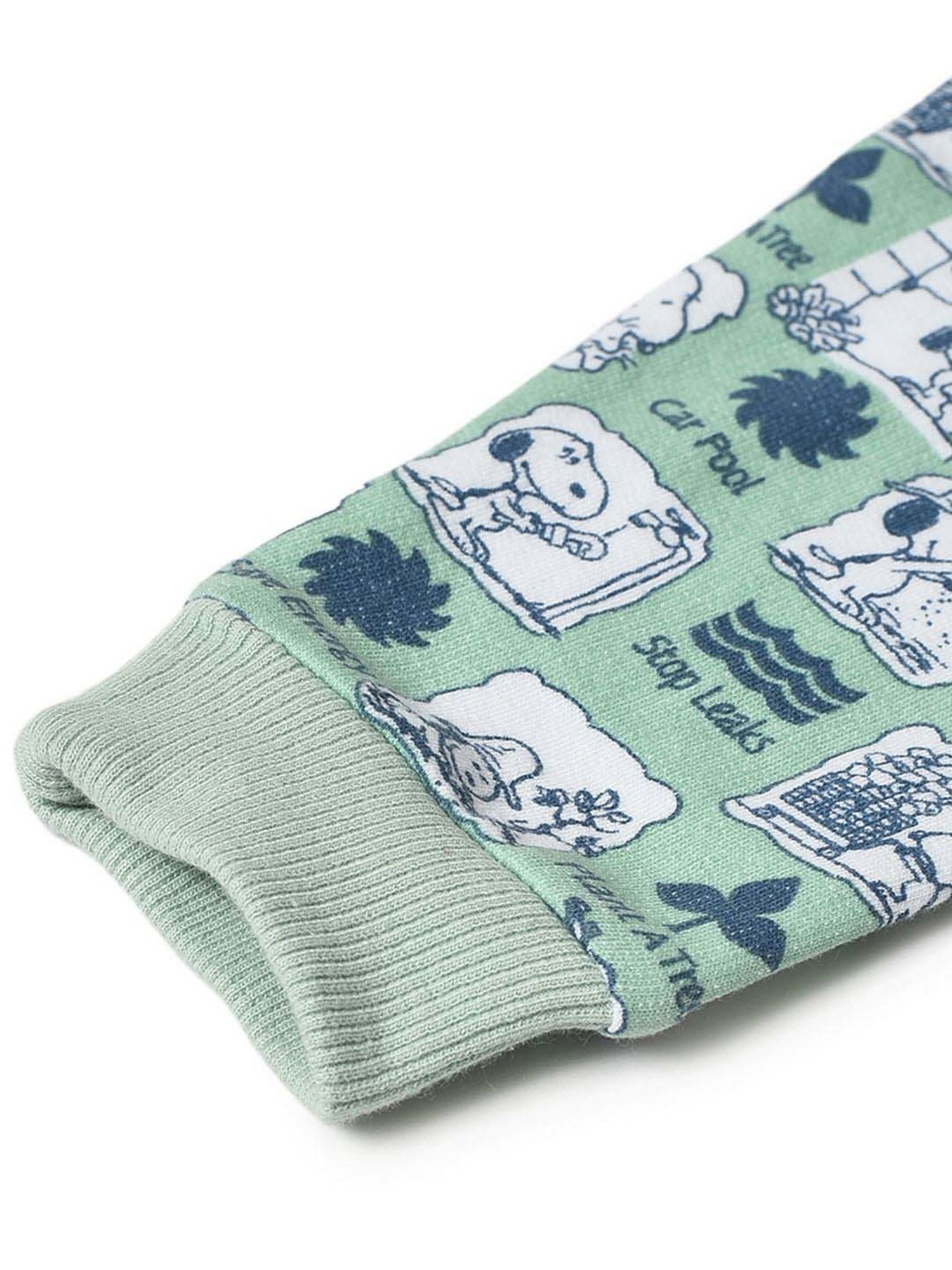 MiArcus Kids Green & White Cotton Printed Full Sleeves Sweatshirt Set