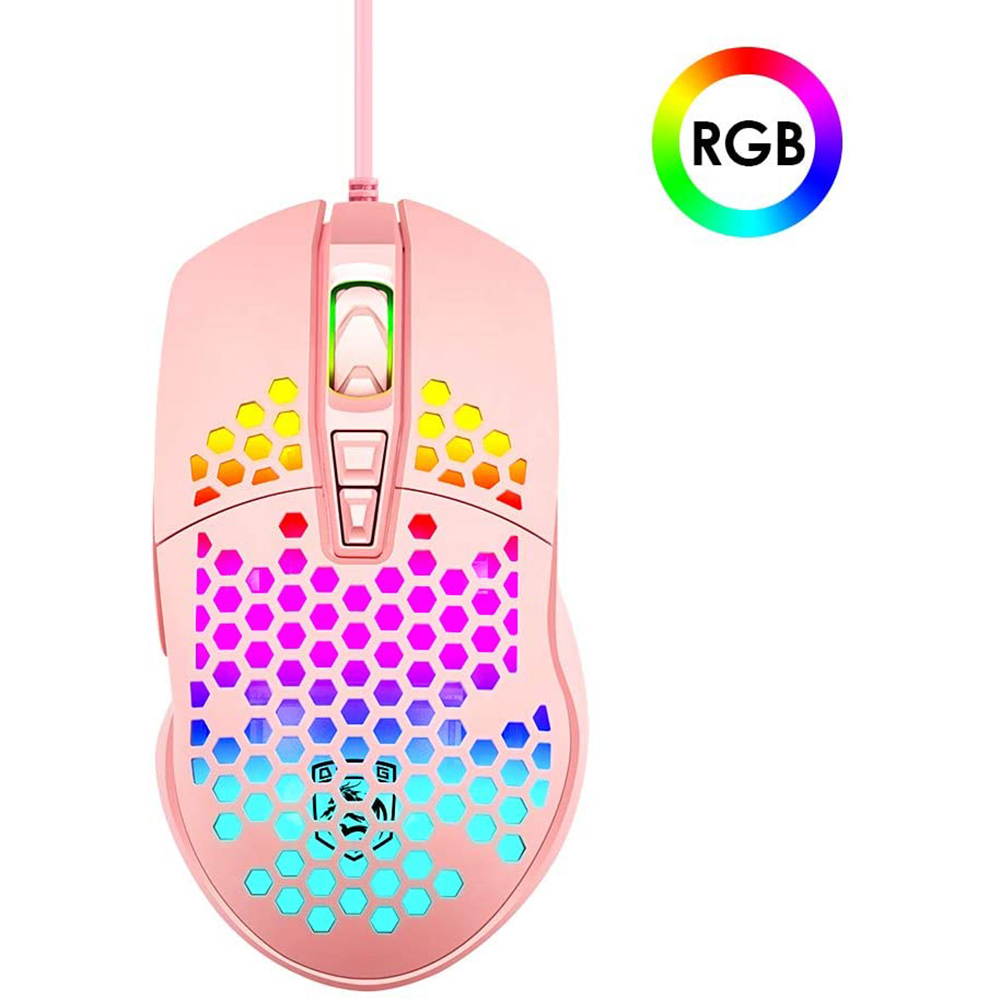 Ergonomic Lightweight Gaming Mouse Wired Honeycomb Hollow RGB Streamer 4000 DPI Programming Optical Sensor Pixert 3325 78G Gaming Mice for PC X-BOX PS4 Gamer