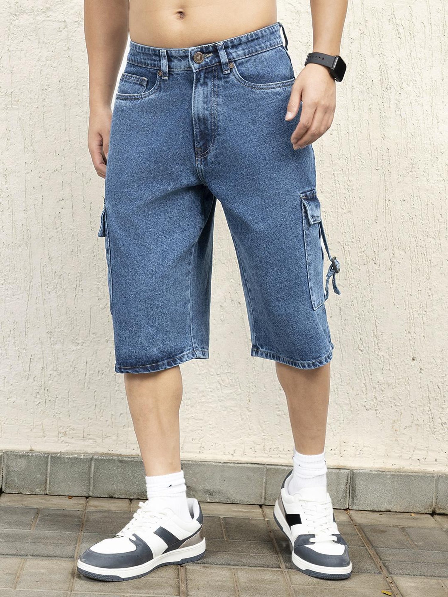 Hubberholme Men Cotton Relaxed Fit Mid-Rise Knee Length Shorts 10