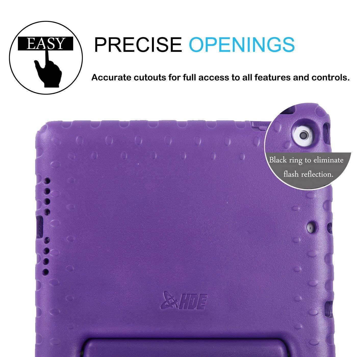 HDE Case for iPad 9.7-inch 2018 / 2017 Kids Shockproof Bumper Hard Cover Handle Stand w/ Built in Screen Protector for New Apple Education iPad 9.7 Inch (6th Gen) / 5th Generation iPad 9.7 Purple Pink