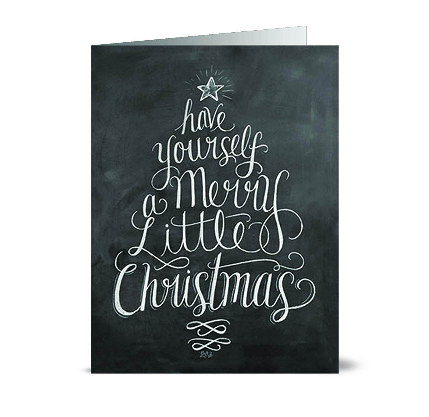 72 Holiday Cards - Chalkboard Holiday - 6 Designs - Red Envelopes Included