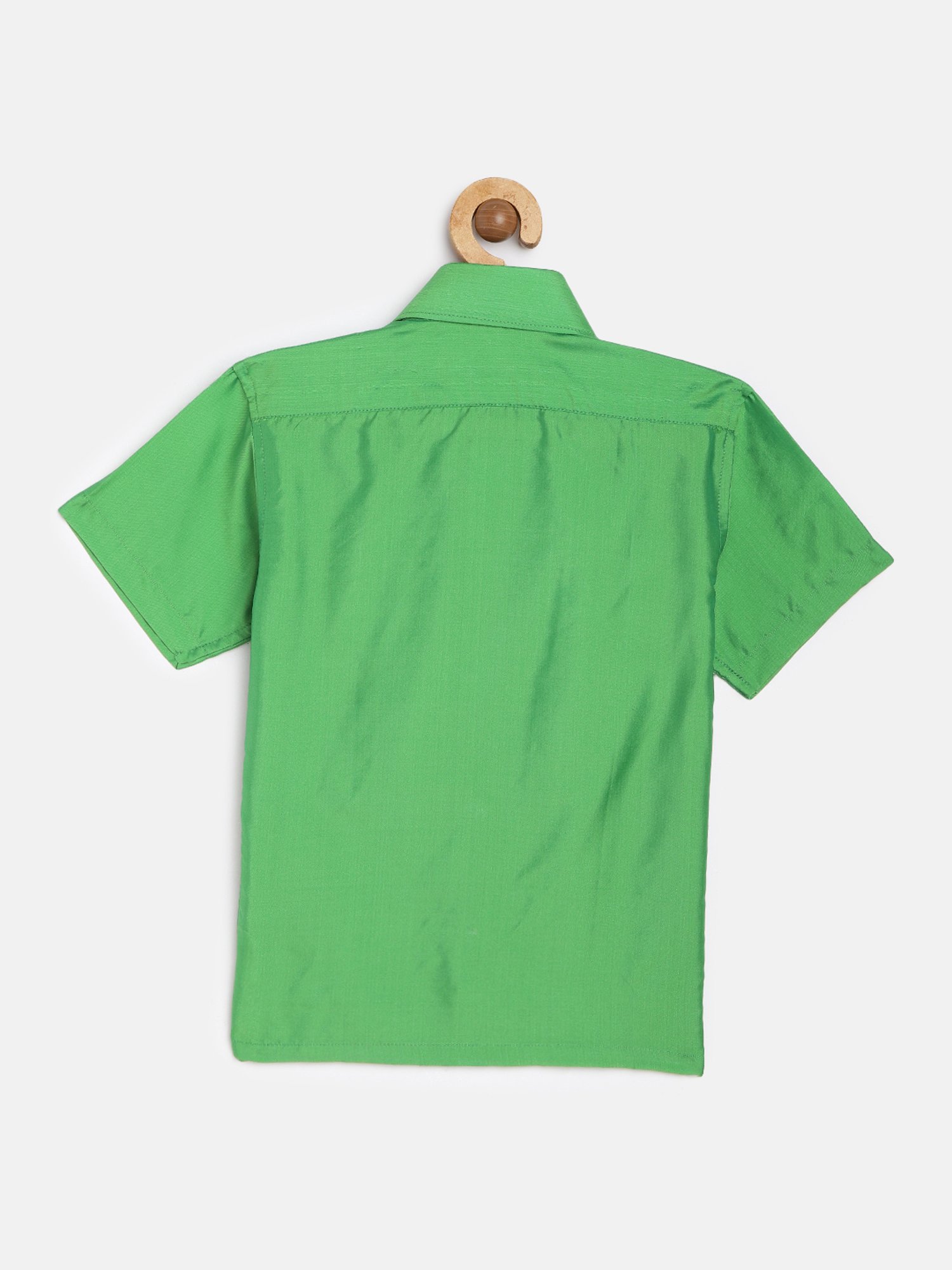 THANGAMAGAN Kids Light Green Solid Shirt