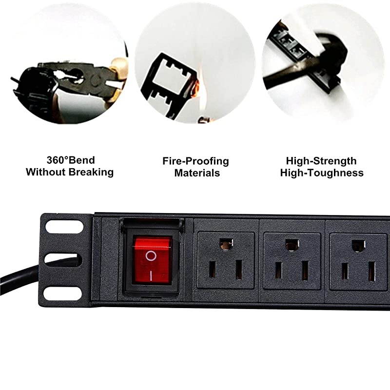 Network Grade 12 Right Angle Outlets Rackmount PDU Power Strip with 6ft Cord Surge Protector 15A125V Black