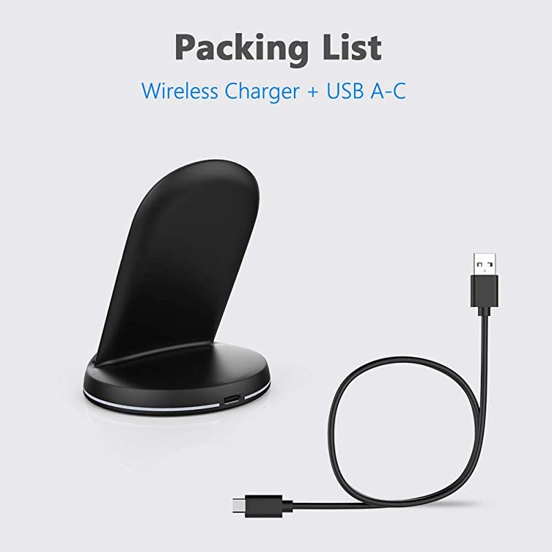 Wireless Charger QiCertified 10W Max Wireless Charging Stand Compatible with iPhone SE 20201111 Pro11 Pro MaxXS MAXXRXSX8 Galaxy S20Note 10 PlusS10S10 PlusNo AC Adapter