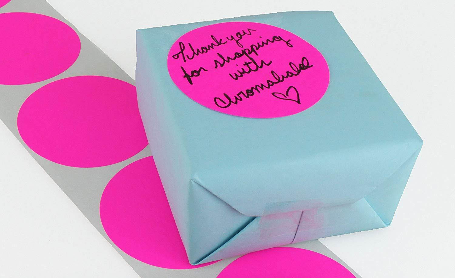 ChromaLabel 3 inch Color-Code Dot Labels | 500/Roll (Fluorescent Pink)