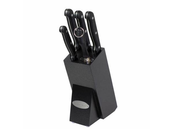 Oceanstar KS1200 Contemporary 6-Piece Knife Set with Block, Elegant Black