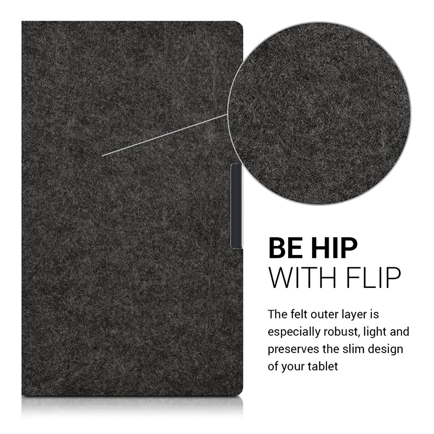 kwmobile Case Compatible with Sony Xperia Tablet Z3 Compact - Slim Book Style Tablet Cover with Stand Feature - Dark Grey