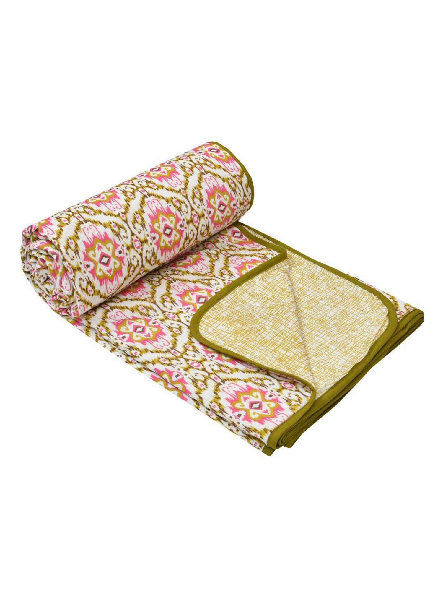 JaipurFabric Pickle Green Mulmul Cotton 150 GSM Reversible Ac Dohar