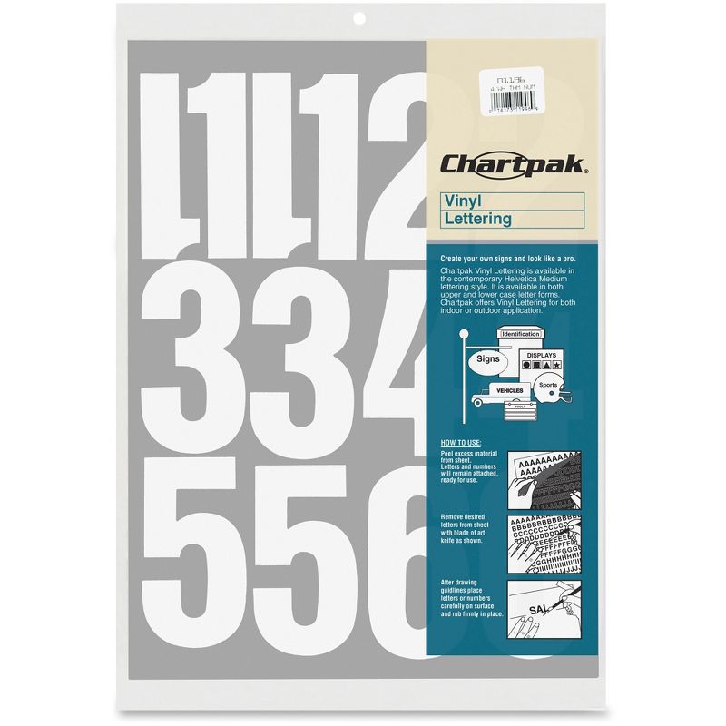 Chartpak Vinyl Numbers 4" 23 Numbers White 01196