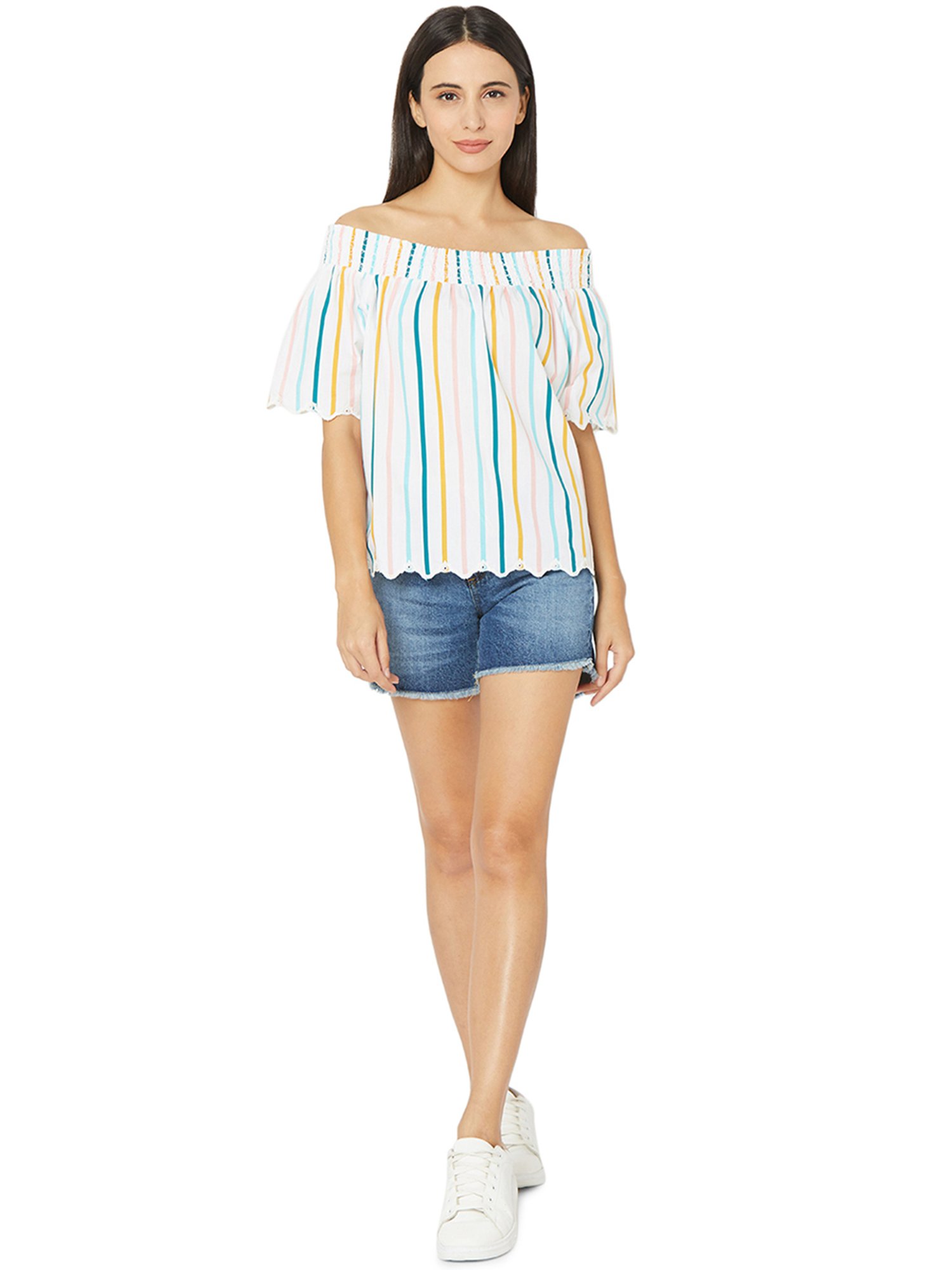 Spykar White Striped Top