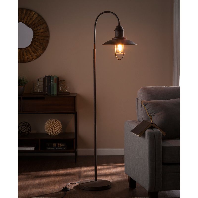 63" Conor Caged Bell Floor Lamp Rustic Brown (Includes CFL Light Bulb) - Aiden Lane