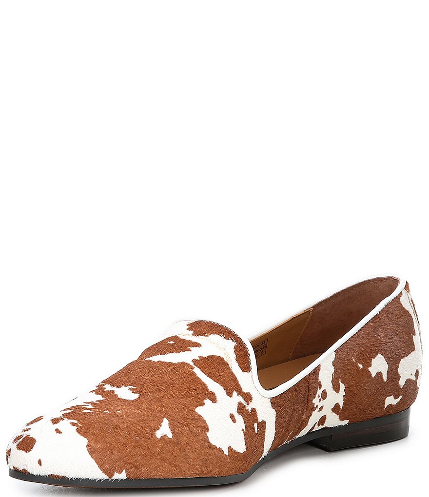 Vionic Willa Slip-On Cow Print Calf Hair Loafers