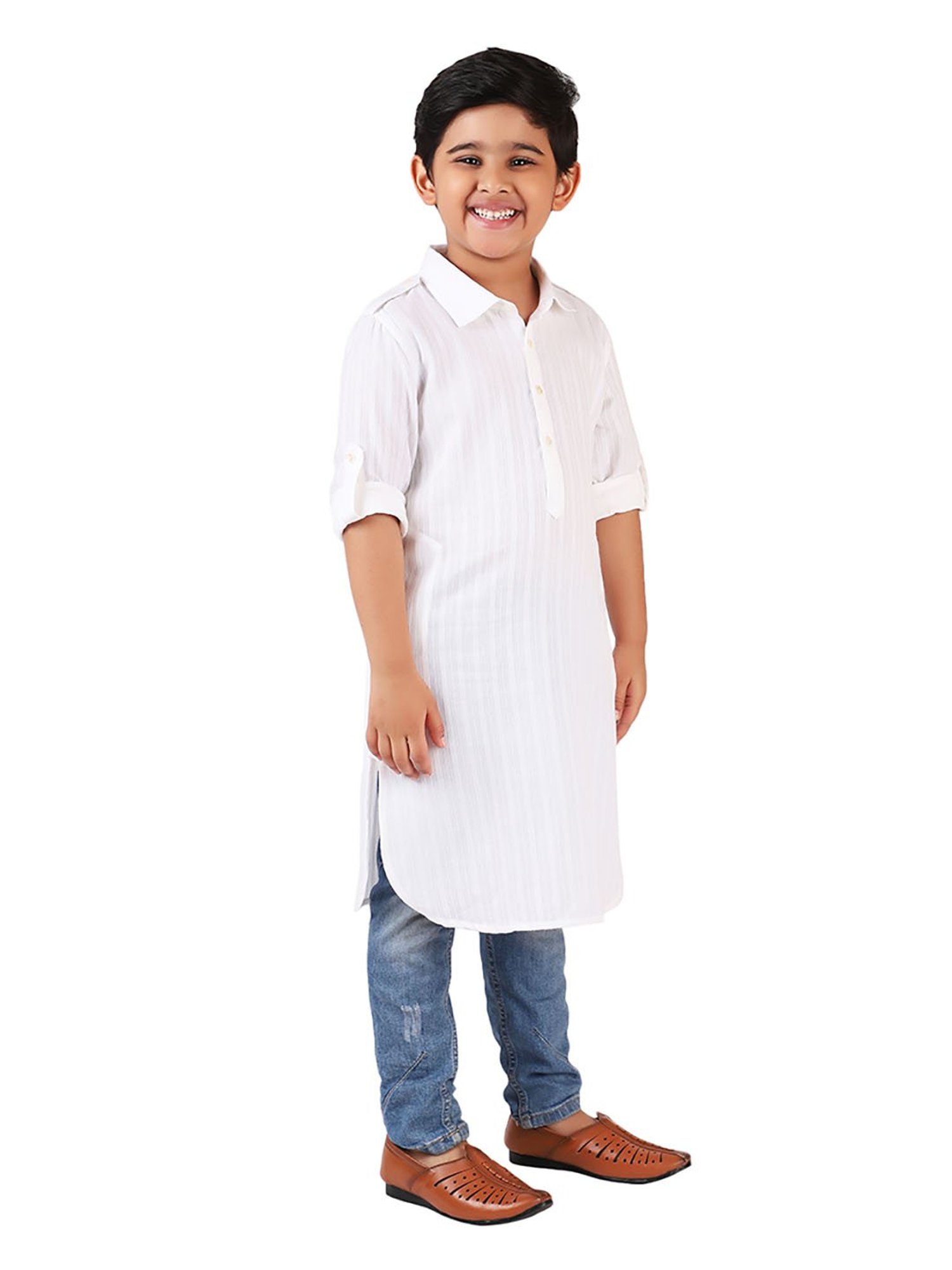 TABARD Kids Red Printed Full Sleeves Kurta