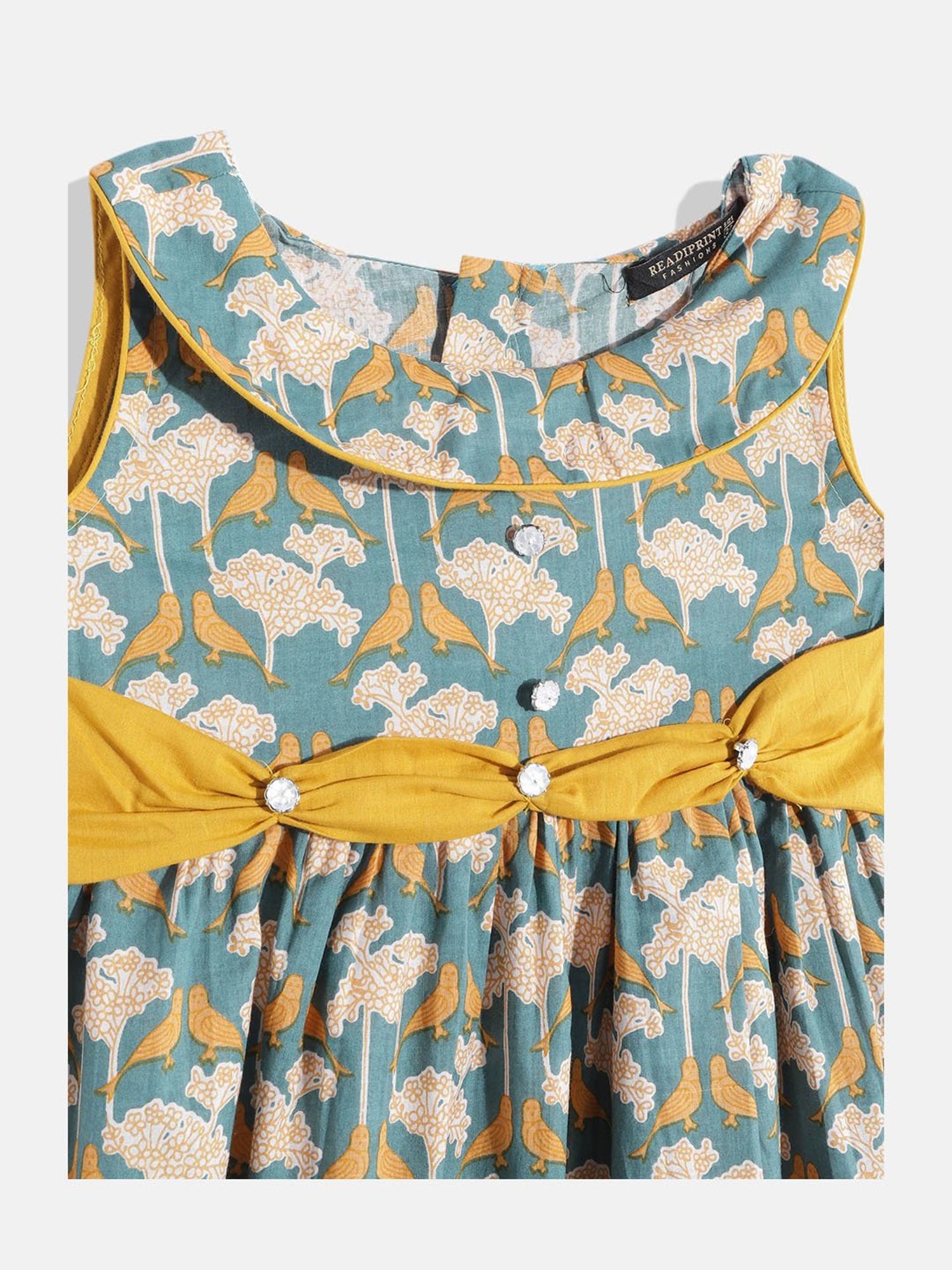 READIPRINT FASHIONS Kids Teal Floral Print Dress