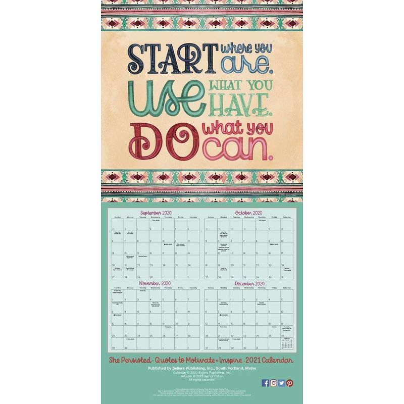 Sellers Publishing 2021 She Persisted Quotes to Motivate and Inspire 16-Month Wall Calendar Cahan, Becca