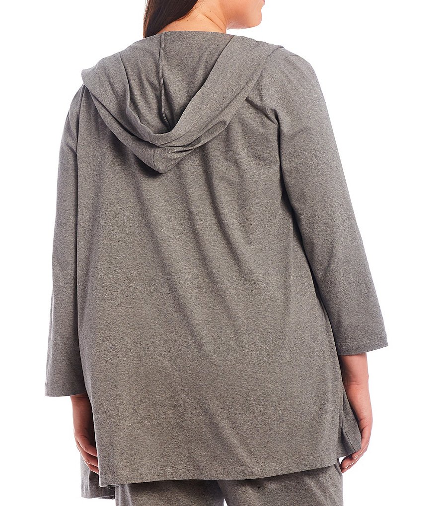 Eileen Fisher Plus Size Organic Cotton Stretch Jersey Hooded Jacket