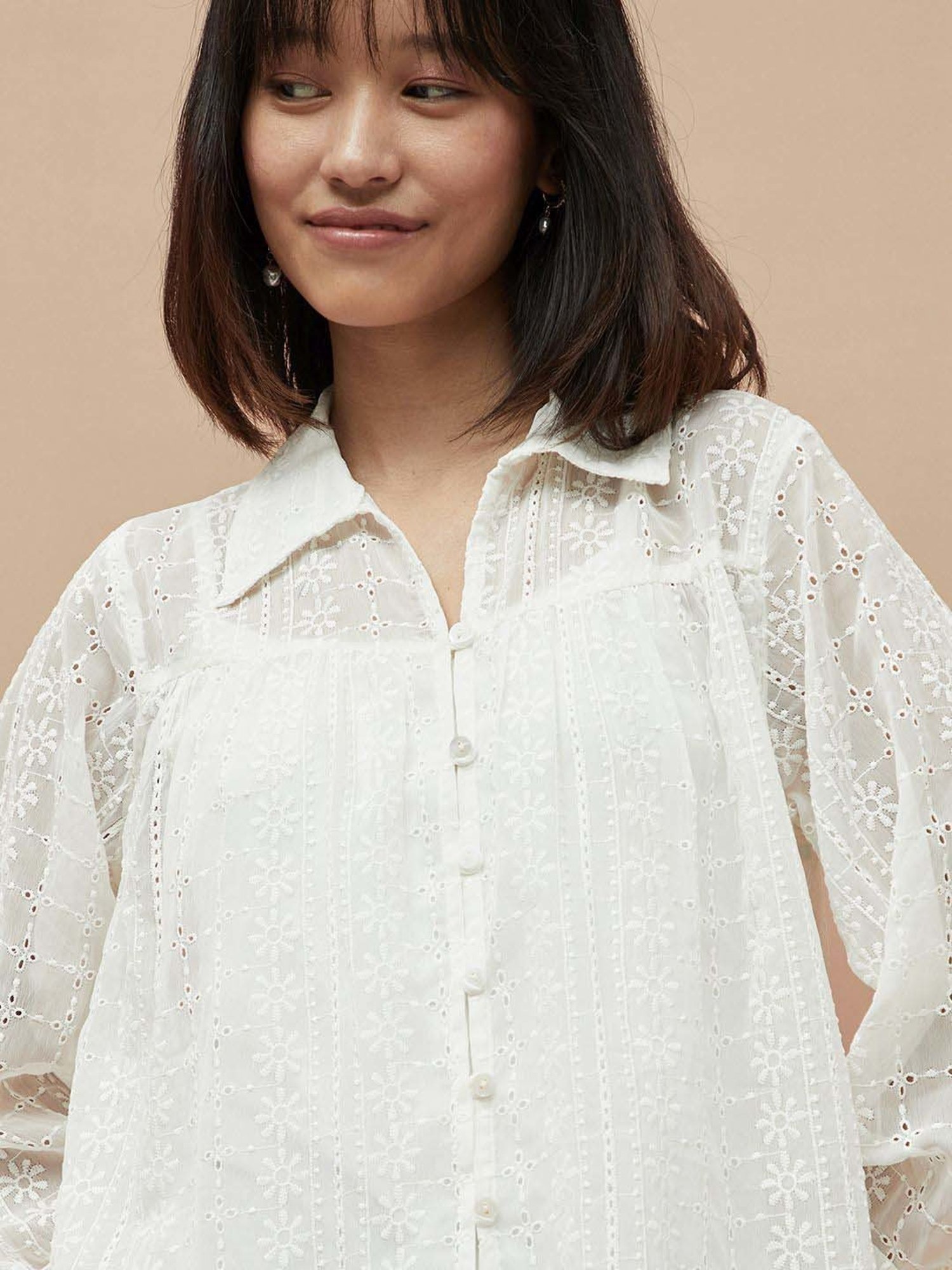 Colour Me by Melange White Cotton Embroidered Top