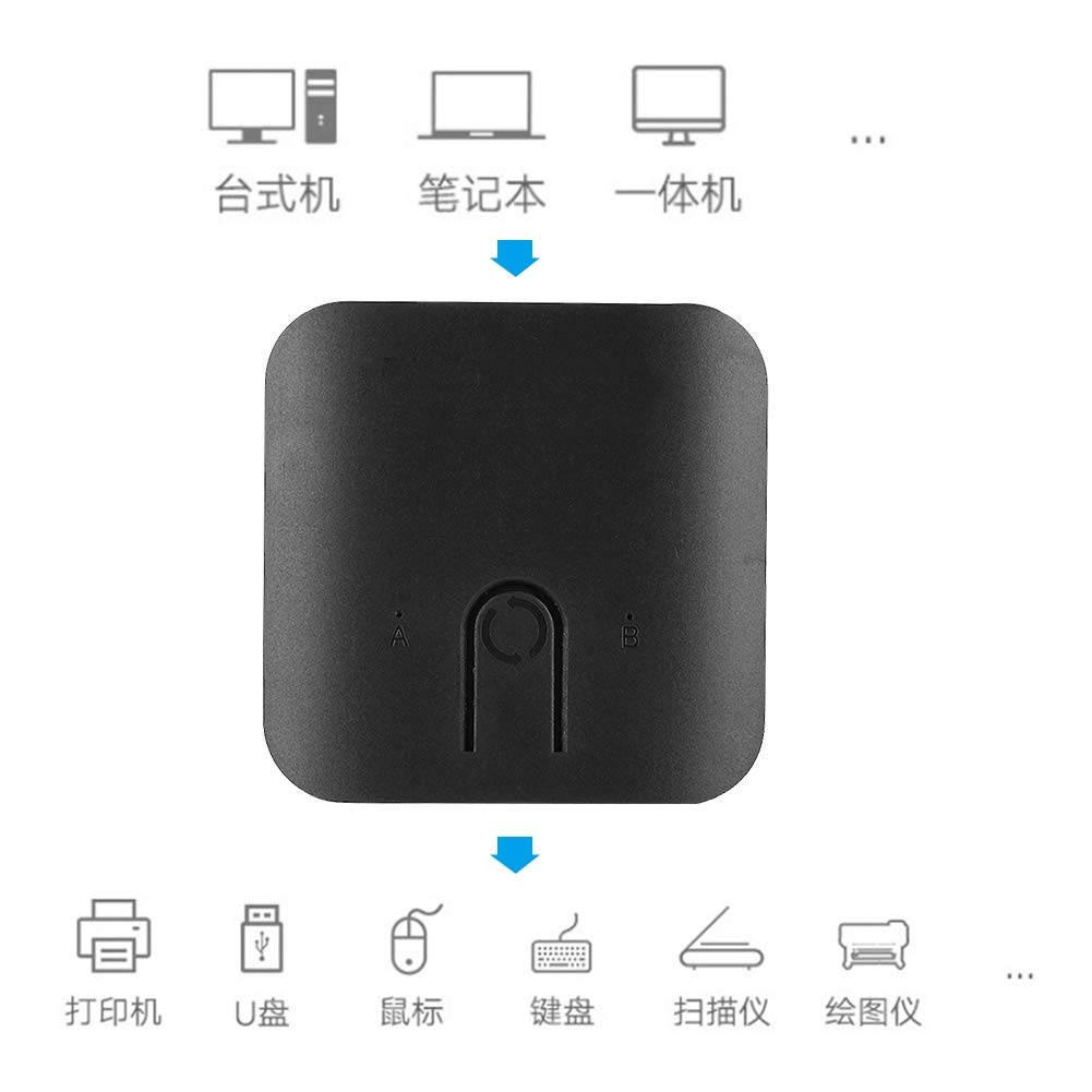 Switcher 2-in 1-Out Splitter Quick Switch Efficient 2-Port for Printer PC
