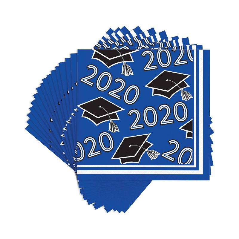 108ct Class Of 2020 Grad Beverage Napkins Cobalt Blue