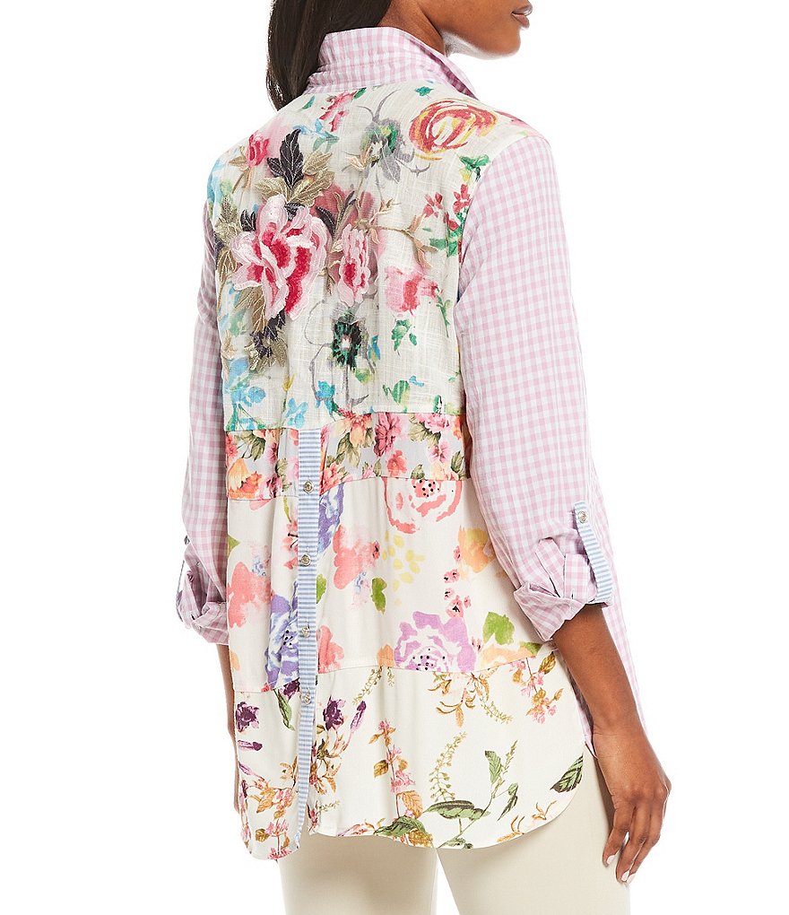 Eva Varro Animal Print Knit Jersey 3/4 Slit Sleeve Tunic