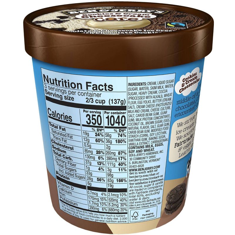 Ben and Jerry's Ice Cream Cookies and Cream Cheesecake - 16oz