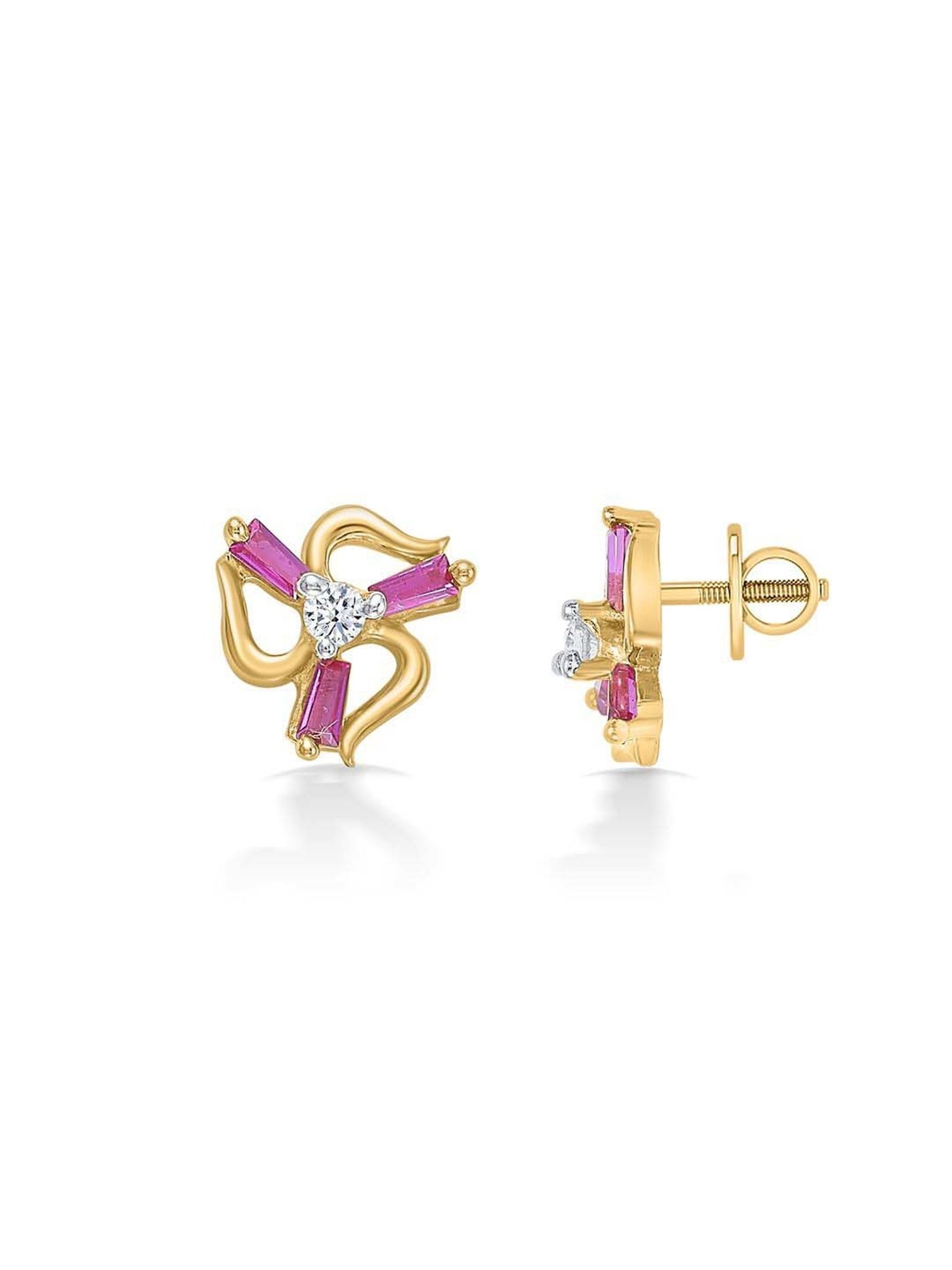 P.N.Gadgil Jewellers 22 Karat (916) BSI Hallmarked Yellow Gold Blossom Beams Kids Earring For Kid