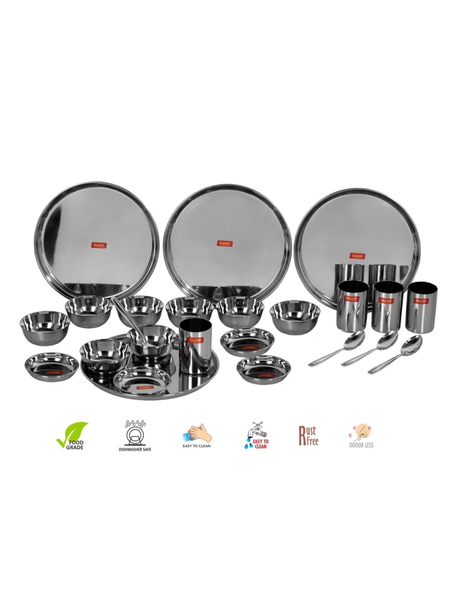 Cello White & Rust Glass Dinner Set