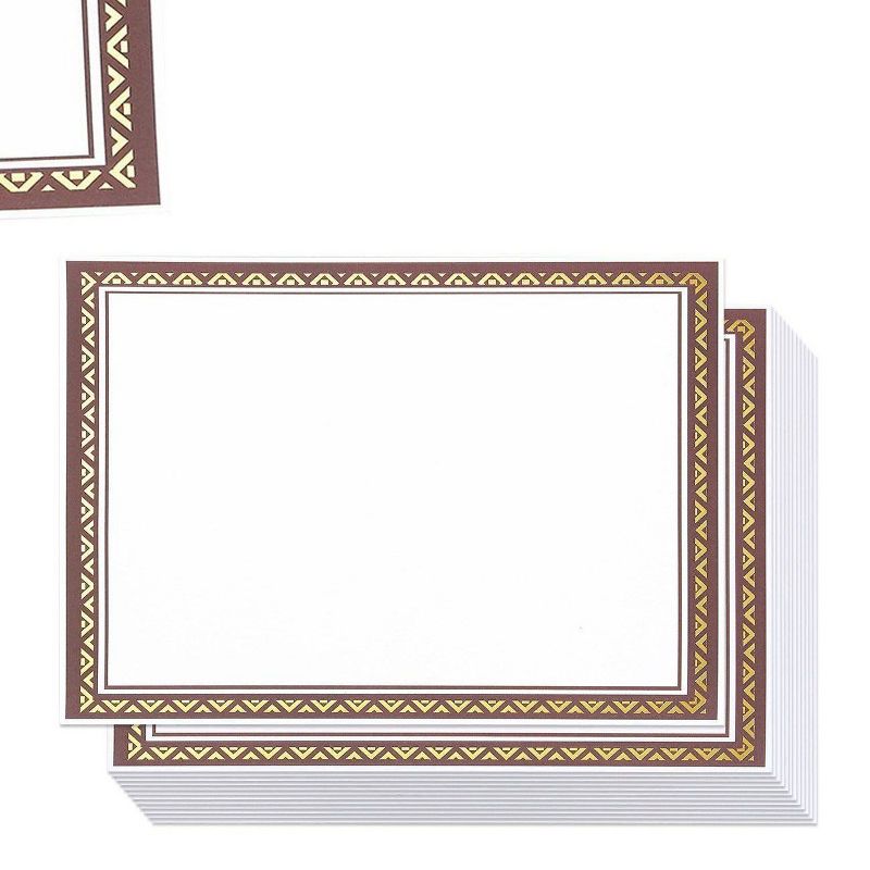 50-Sheet Certificate Paper, Letter Size Award Paper with Brown Burgundy & Gold Foil Border for Diploma, 8.5" x 11"