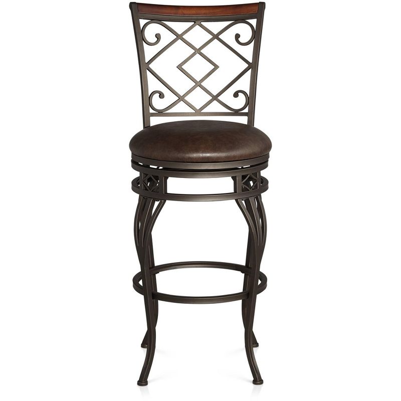 Kensington Hill Hartley 30" Wood and Bronze Metal Swivel Bar Stools Set of 2