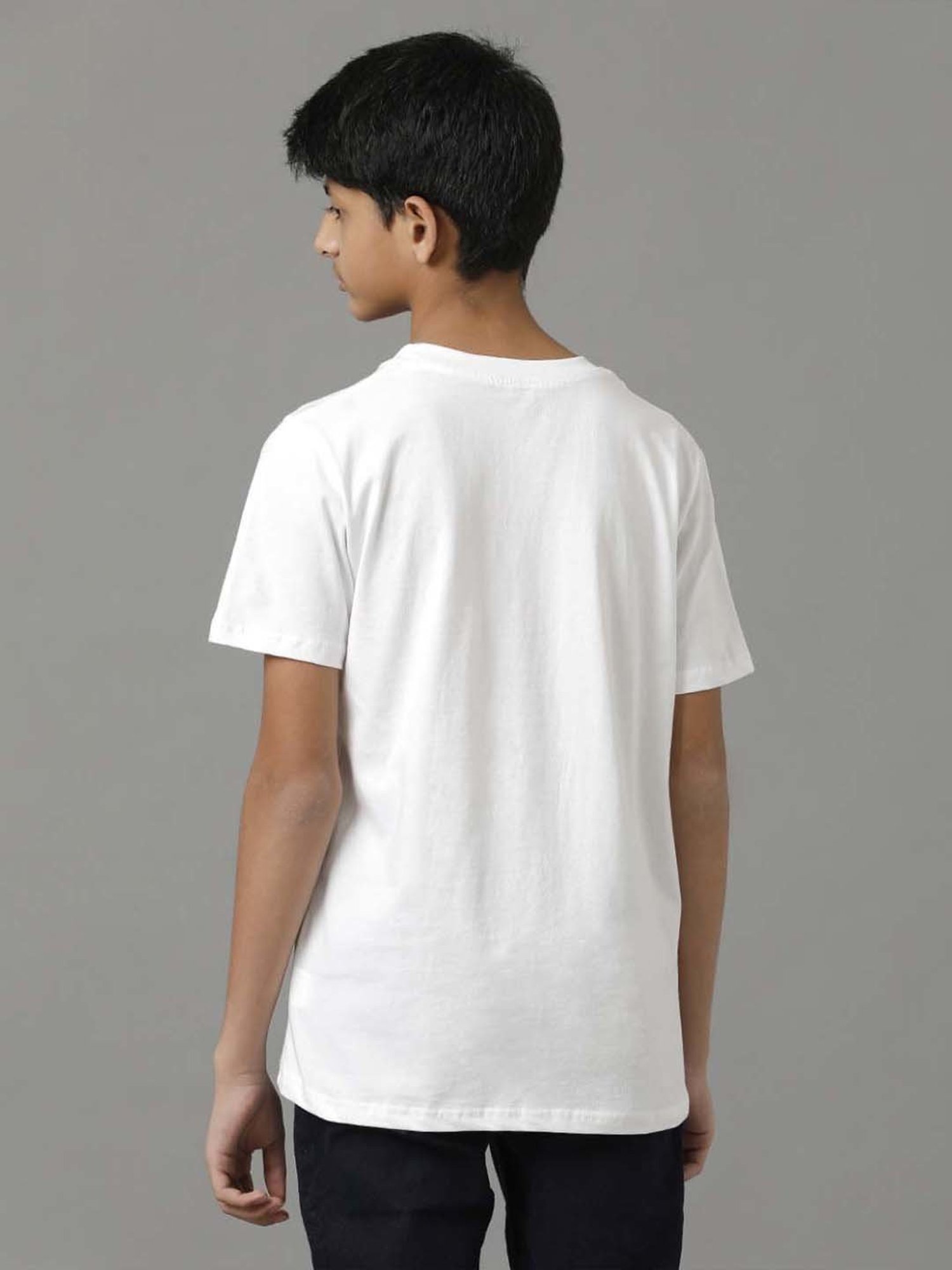 Under Fourteen Only Kids White Cotton Printed T-Shirt