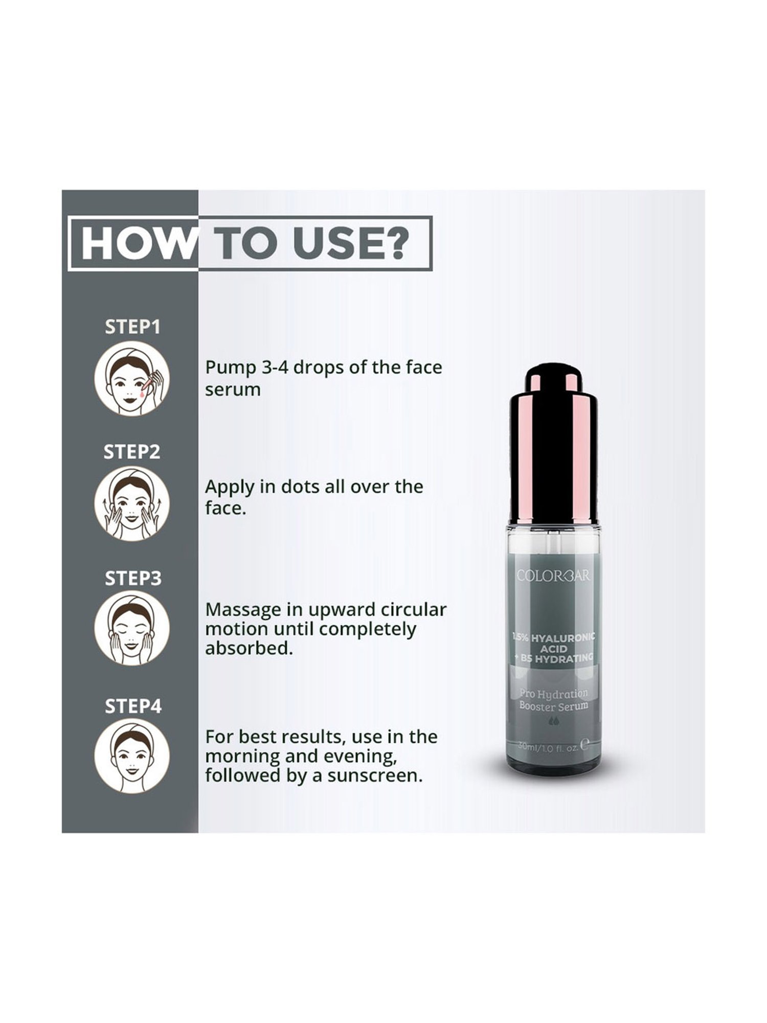 Colorbar Pro Hydration Booster Serum with 1.5% Hyaluronic Acid & B5 Hydrating - 30 ml