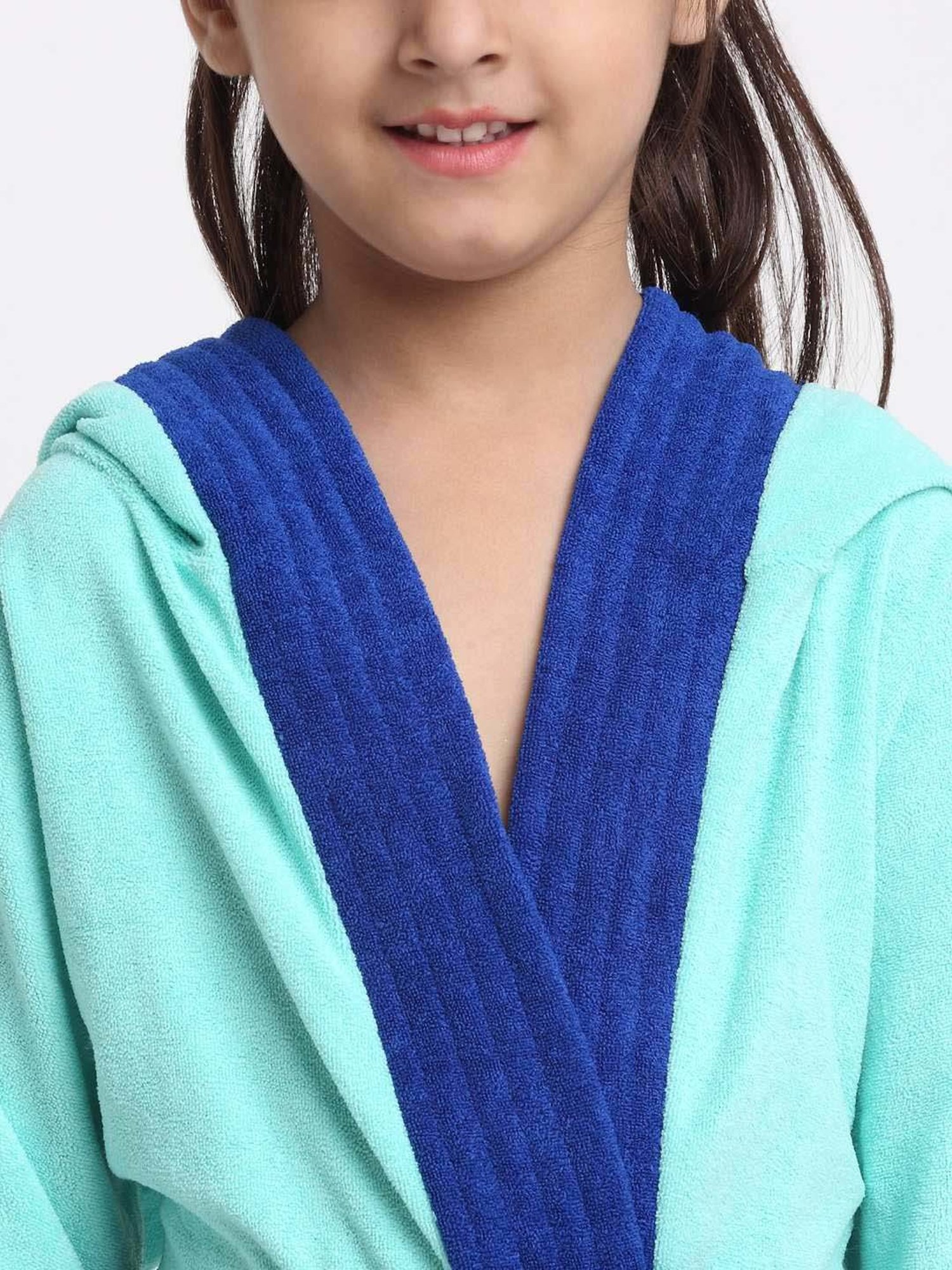 Creeva Melodious Black & Turkish Micro Terry 225 GSM Kids Hooded Bathrobe 4-5 Years With Pocket