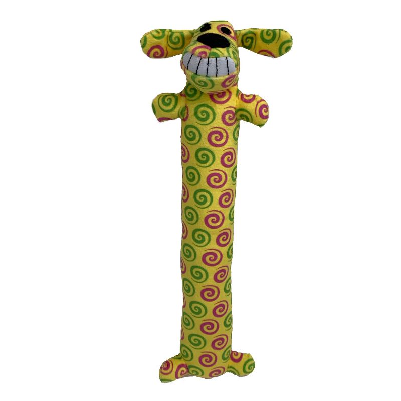 Multipet Loofa Velboa with Swirls Dog Toy - Yellow - 12"