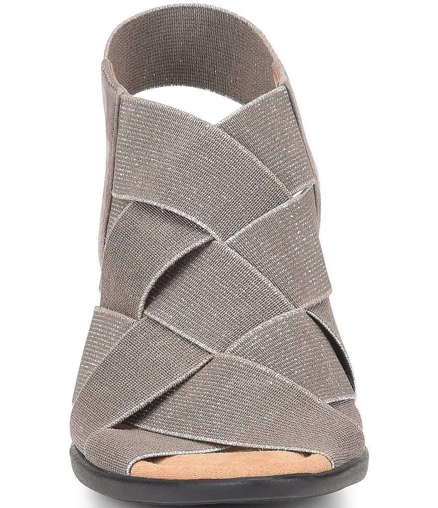 Comfortiva Farrow Elastic & Metallic Suede Block Heel Sandals