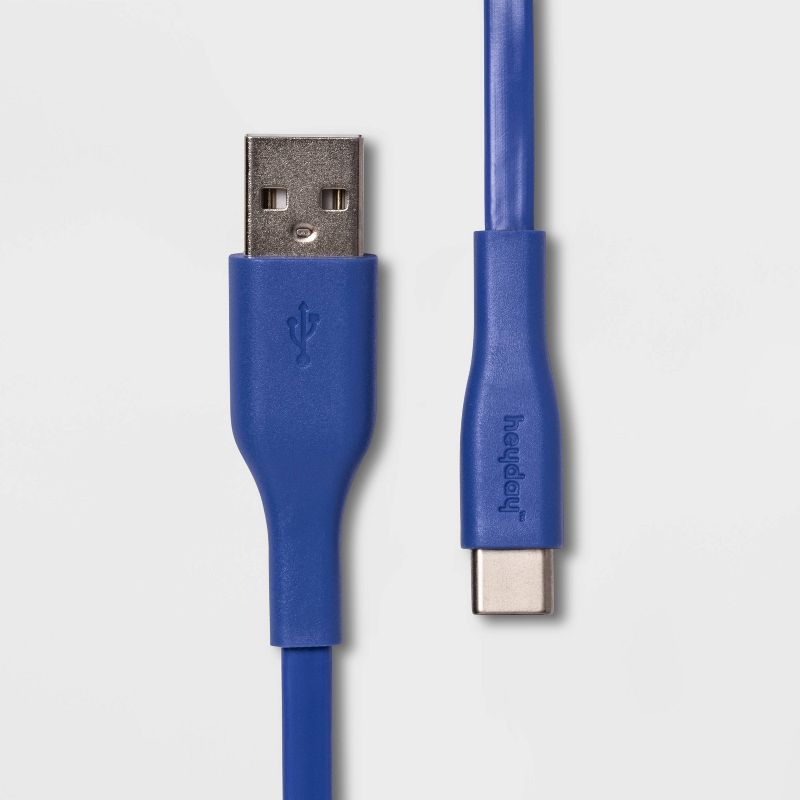 heyday™ 3' USB-C to USB-A Flat Cable - Bright Blue