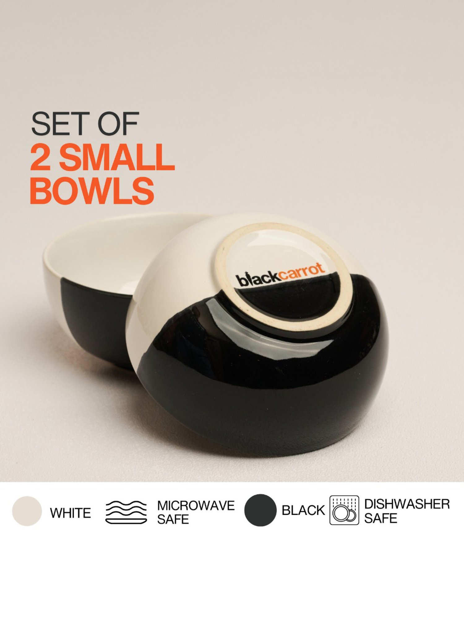 BlackCarrot Black & White Ceramic Dip Bowls Set of 2