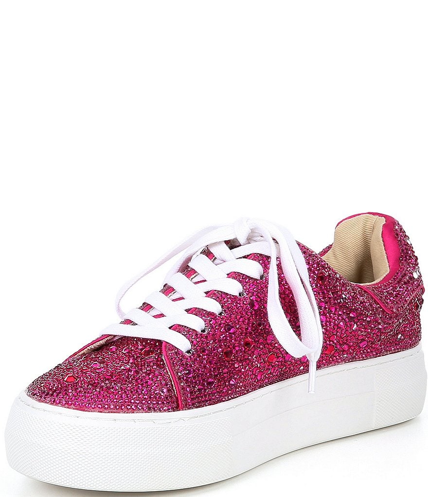 Blue by Betsey Johnson Sidny Rhinestone Embellished Platform Lace-Up Sneakers