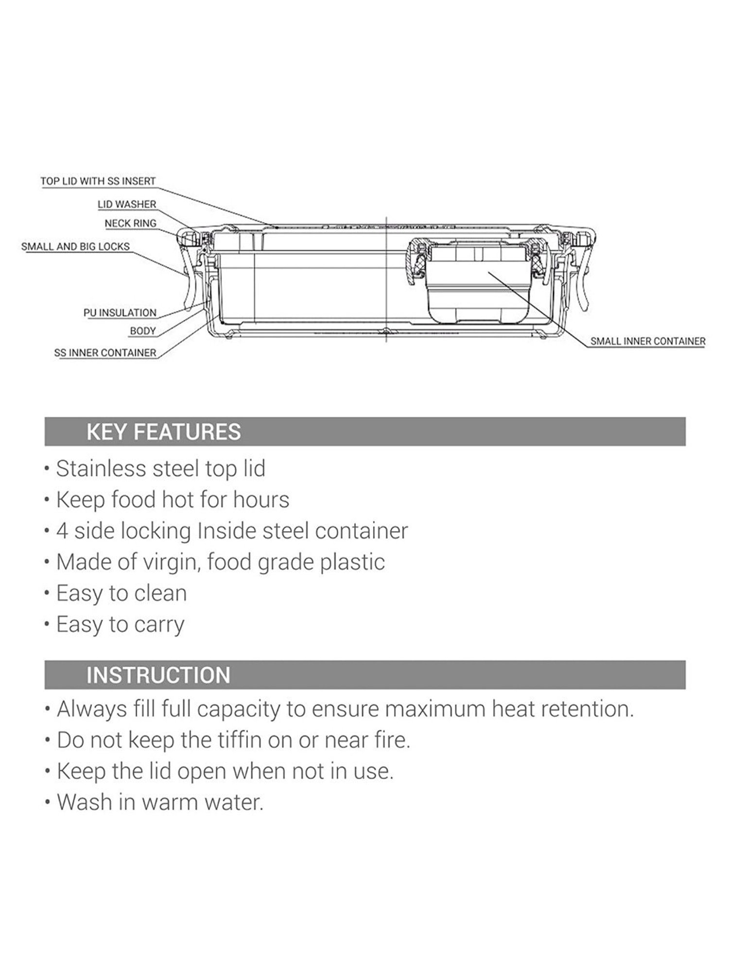 Milton Sky Blue Stainless Steel Small Tiffin Box - Set of 2
