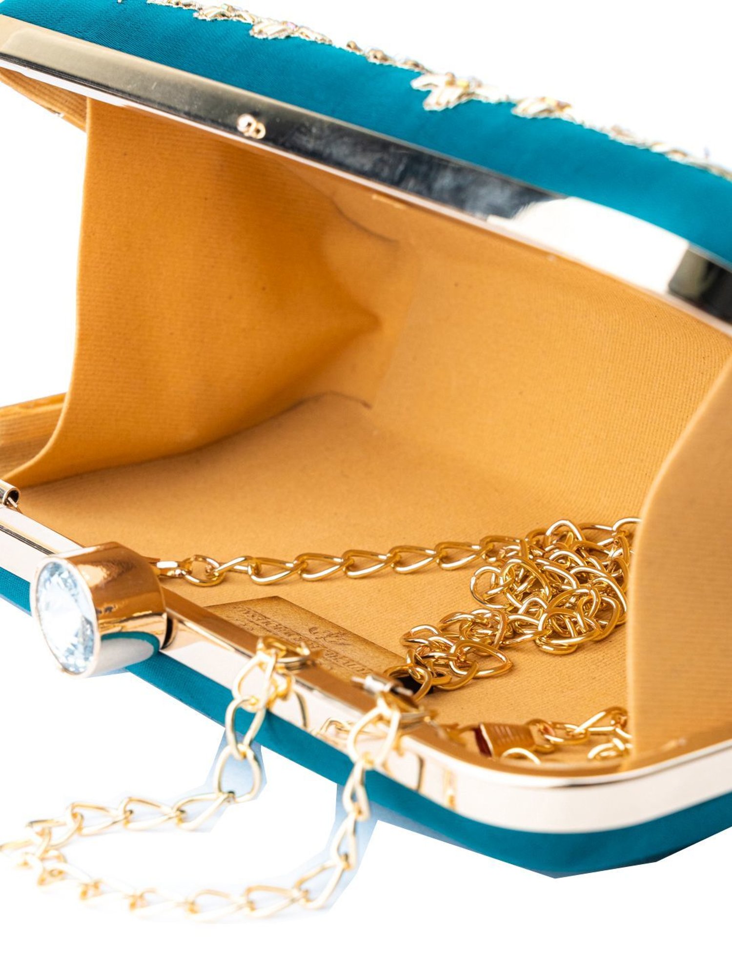 NR by Nidhi Rathi Blue Fabric Minaudiere Clutch