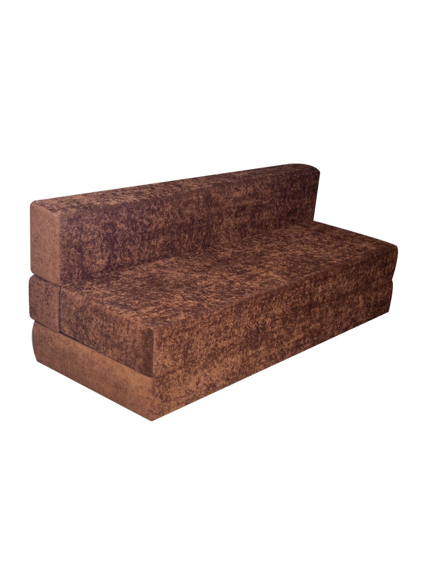 Ikiriya Naples Solid Brown Wood 3 Seater Sofa cum Bed Sparkle Velvet Finish