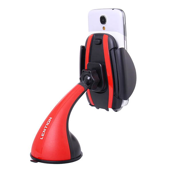 LENTION Car Mount Phone Holder with Windshield for iPhone, iPod, Smart Phone, PSP, GPS - Black