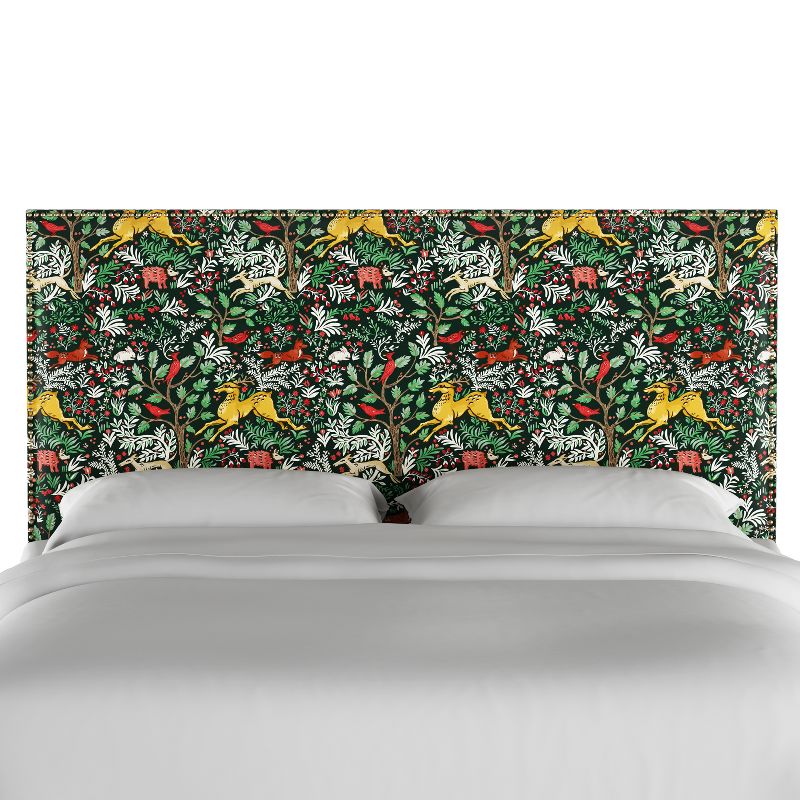 Queen Arcadia Nailbutton Patterned Headboard Frolic Evergreen - Skyline Furniture