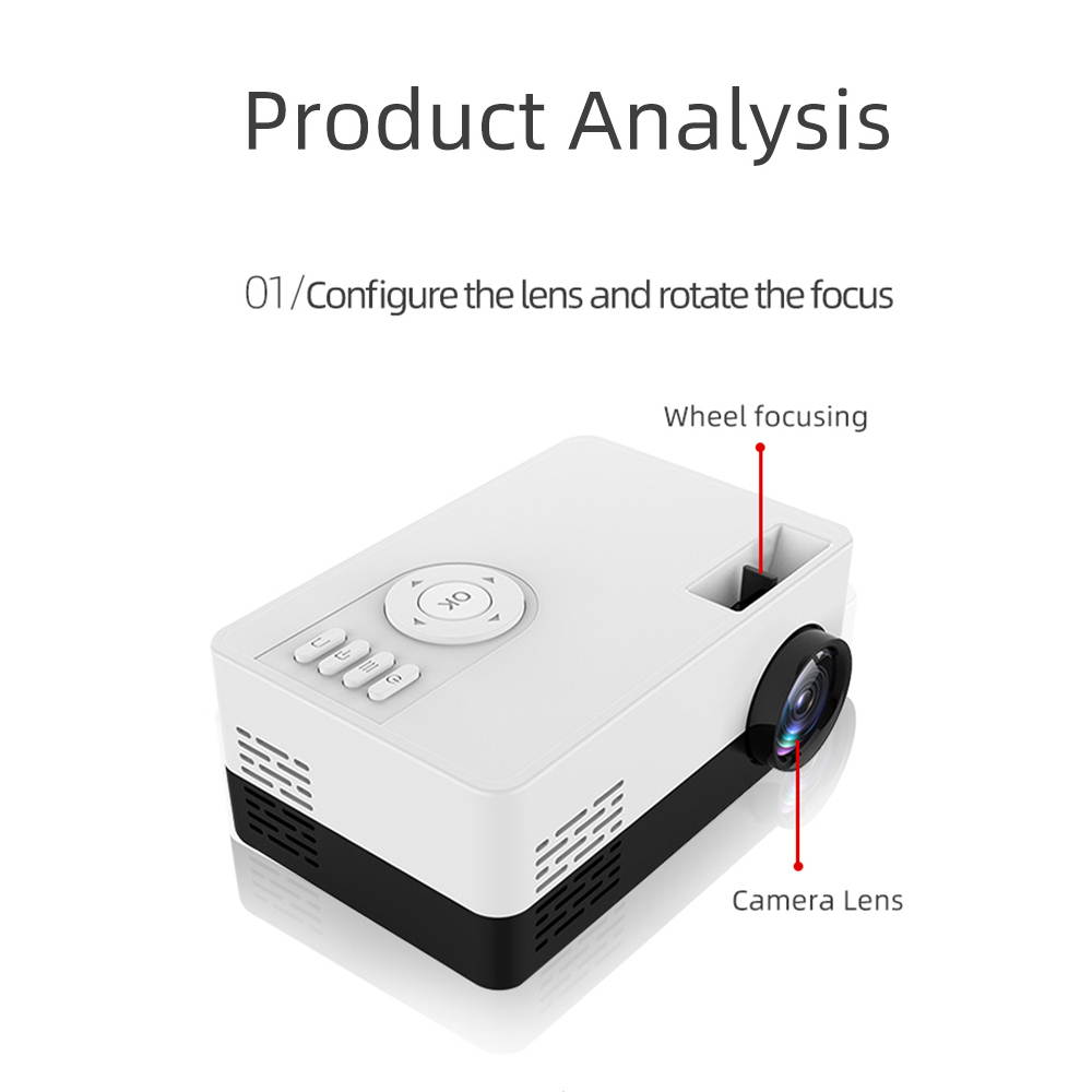 Portable LED Mini Projector Supports 1080P Full HD Supported HDMI USB Audio Projector Home Media Video Player