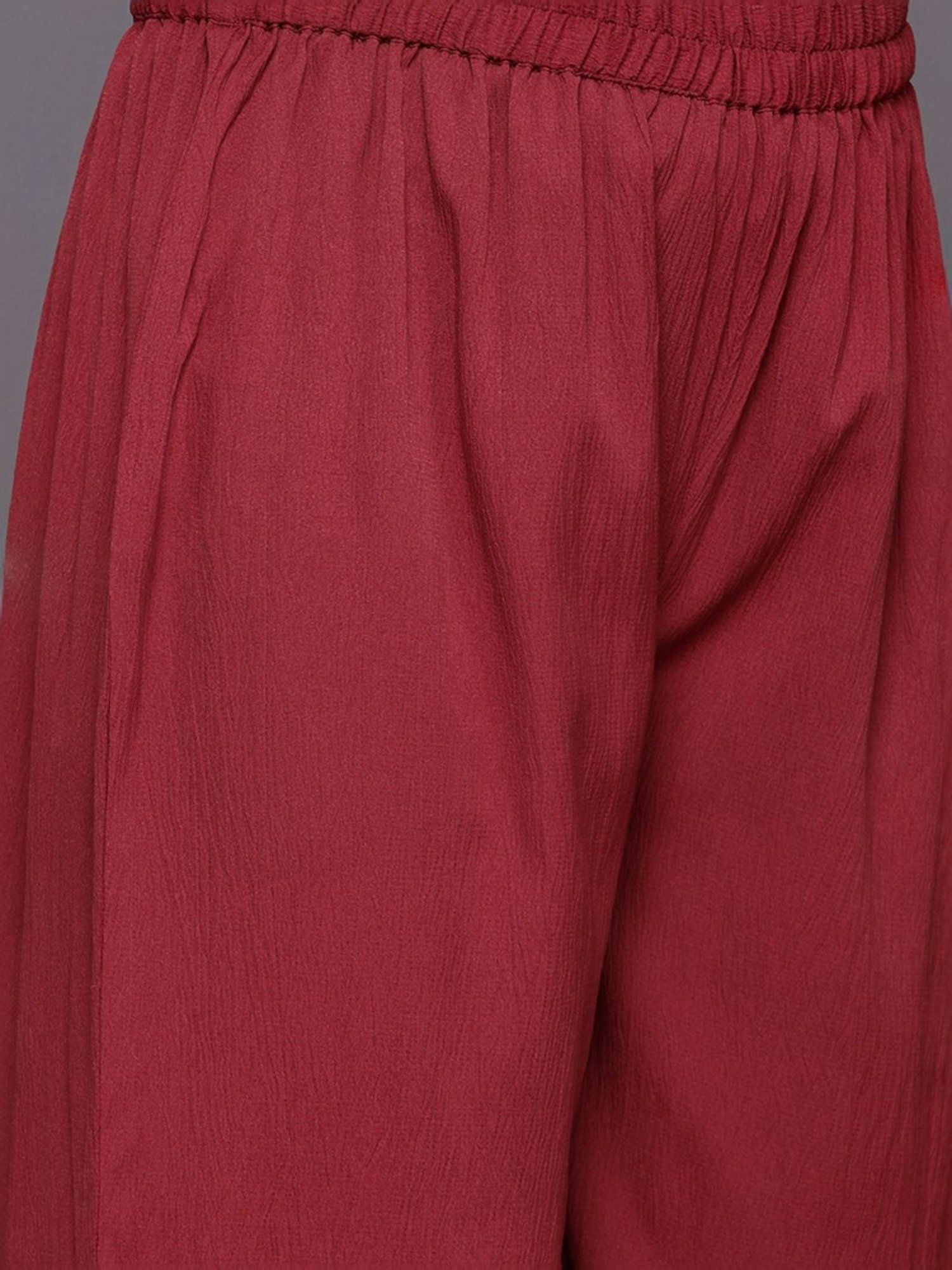 Varanga Maroon Embellished Kurta Palazzo Set With Dupatta