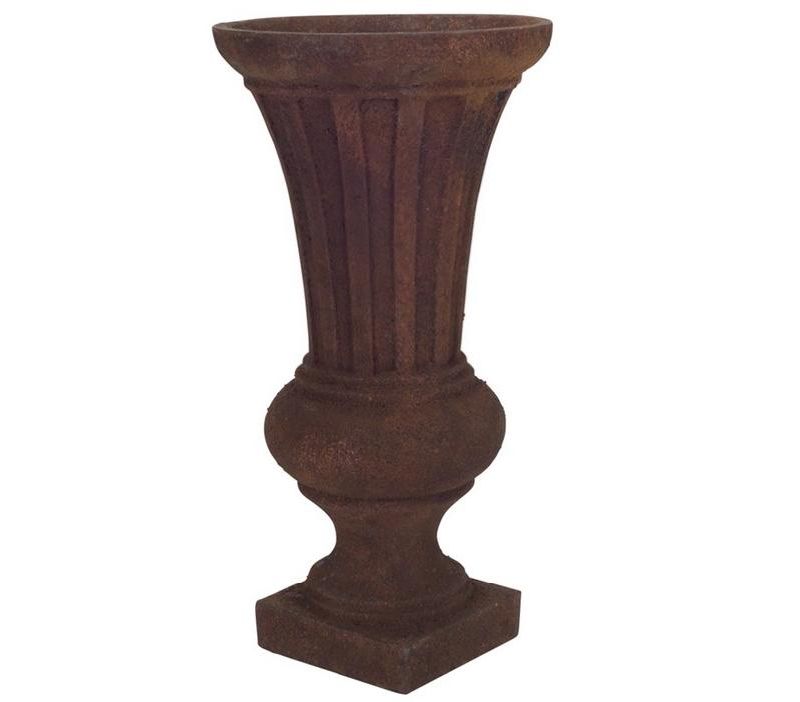 Melrose 12" Weathered Antique-Style Rust Polystone Planter - Brown