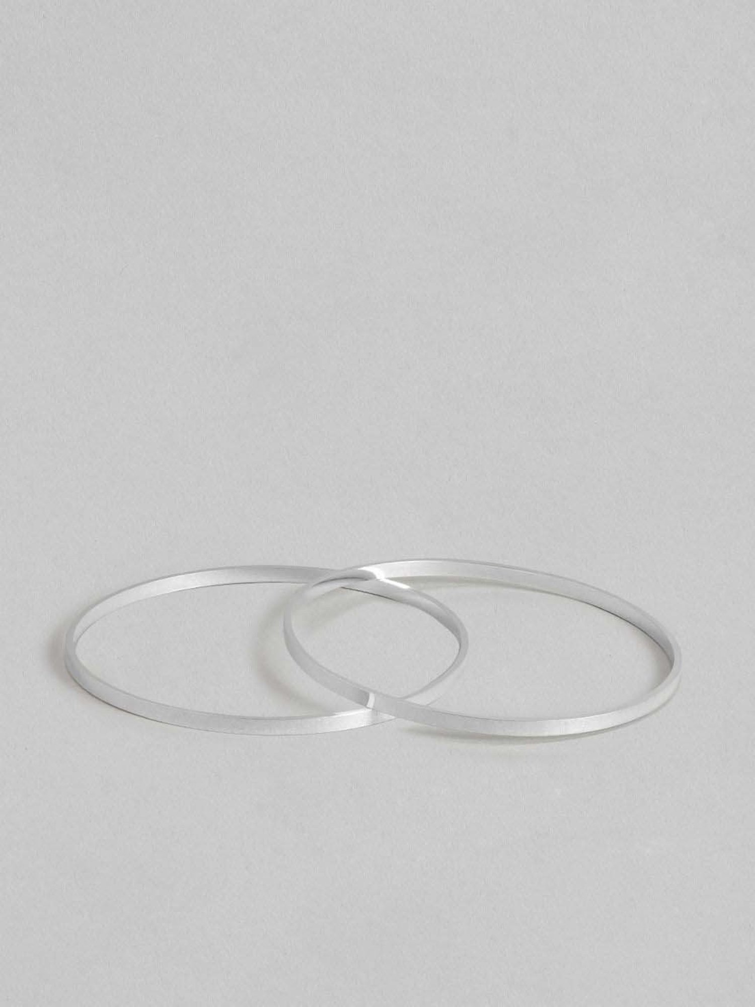 Zavya 92.5 Sterling Silver Round Bangle for Women - Set of 2